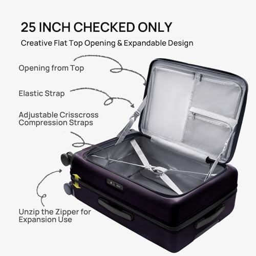 Carry On Luggage 22x14x9 Airline Approved (04-Blackcurrant Oolong / Carry-On 20-Inch (Clamshell, 34L))