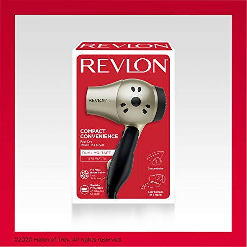 1875W Compact Folding Handle Hair Dryer (Gold/Black / 1 Count (Pack of 1))