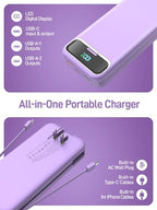 Portable Charger 20000mAh Fast Charging w (Purple)