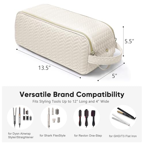 Large Hair Tools Travel Bag Compatible with Shark FlexStyle (Style B / Ivory)
