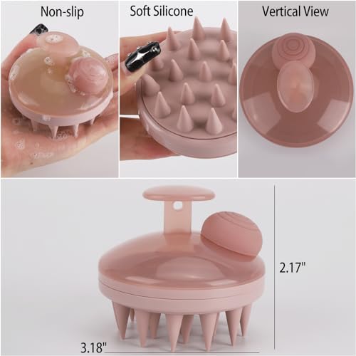 Hair Scalp Scrubber Shampoo Brush with Dispenser (Pink（with Dispenser） / 1 Count(Pack of 1))