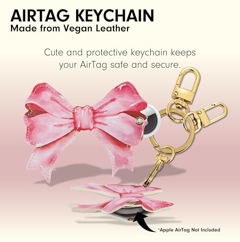 Keychain Case Compatible with Apple AirTag (Pink Bow)