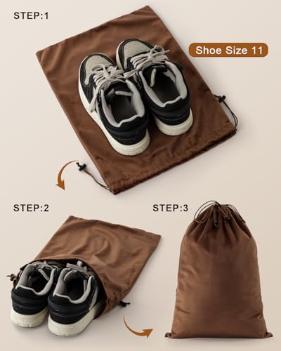 2 Pcs Shoe Bags for Travel (Mocha Mousse / 17.3"x12.6")