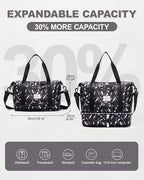 Large Duffel Bag For Travel Women Carry On Personal Item Work 18x14x8 Bag (A89-LeafBlack-expandable / X-large)
