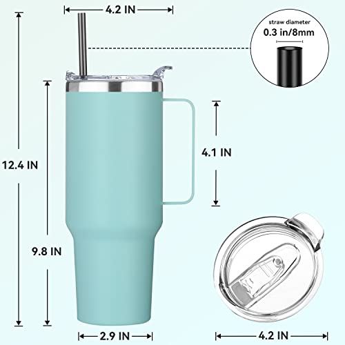 40 oz Stainless Steel Tumbler with Handle (Mint Green / 40 Ounces-8)