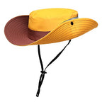 Womens Summer Sun Hat Beach Hat Wide Brim Outdoor UV Protection Hat Foldable Cool Mesh Ponytail Bucket Hat (6-7 / Yellow-brown)