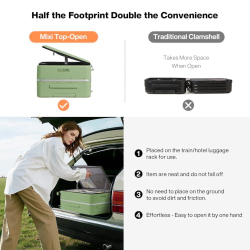 26 Inch Large Checked Luggage PC Hard Shell Suitcase Top Opening Aluminum Frame Travel Suitcases with Wheels (Avocado Green / 26-inch)