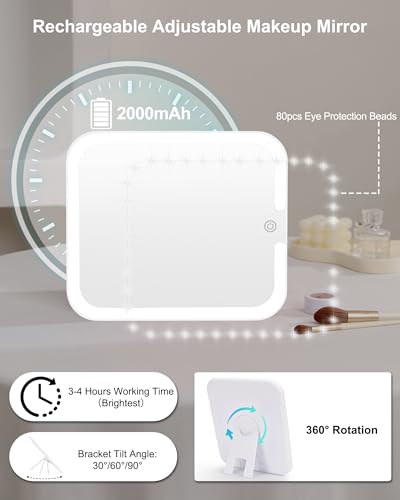 Makeup Bag with LED Mirror (White / Small)