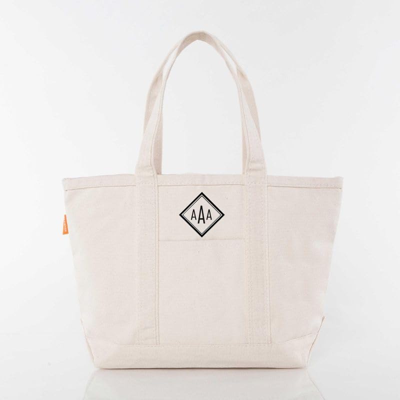 Medium Classic Personalized Monogram Canvas Tote Bag for Women (Natural)