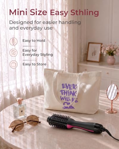 Dual Voltage Hair Dryer Brush (Rose Red / Black)