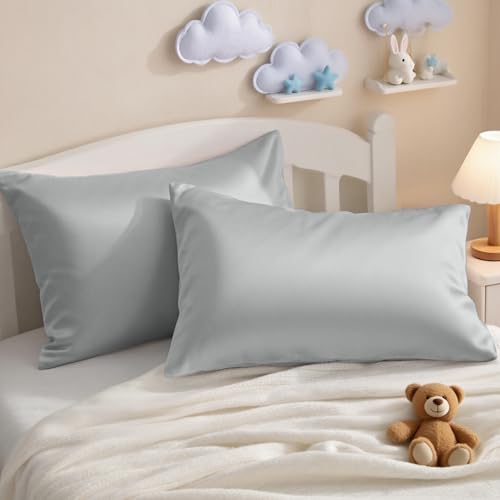 Toddler Pillows with Pillowcases Set (Light Grey (Cotton) / 13x18 Inch (Pack of 2))