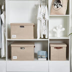 17" Large Fabric Storage Box with Lids (khaki / Large -2 Pack)