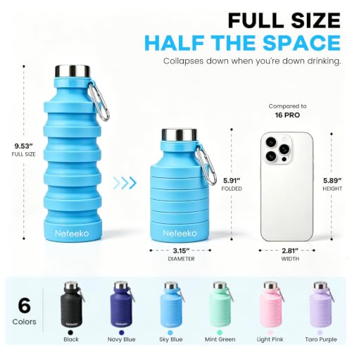 Collapsible Water Bottle (Blue-27oz)