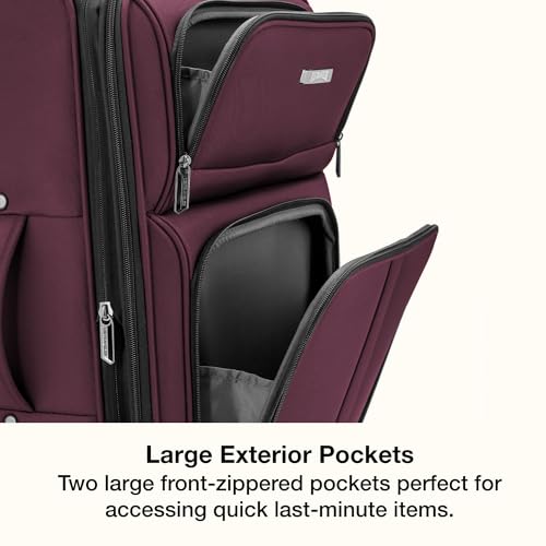 Anzio Softside Expandable Luggage with Spinner Wheels (Burgundy / 30-Inch Large)