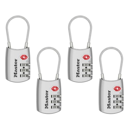 TSA Approved Combination Luggage Lock (Silver / 4 Pack)