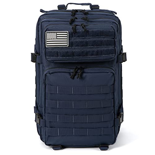 45L Military Tactical Backpack combat Molle Army Assault Pack CCW 3 Day survival Bag Hiking rucking Rucksack heavy duty backpack (3.1 Dark Blue)