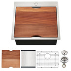 Kitchen Sink 21 x 20 x 10 Drop in Kitchen Sink 16 Gauge Stainless Steel Kitchen Sinks Single Bowl Workstation Sink with Cutting Board (21" x 20" x 10" / Stainless Steel)
