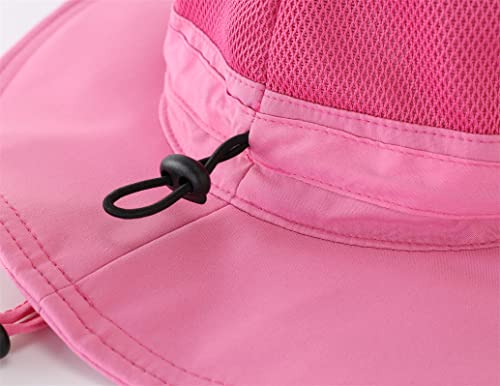 Women's UPF 50+ Safari Sun Hat Breathable UV Protection Fishing Hat (Large / Hot Pink)