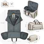 Garment Bag for Travel Convertible Duffle Bag Suit Bag for Men Women (50l / Beige)