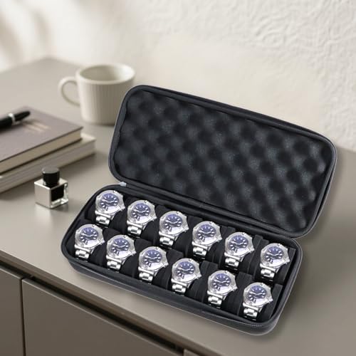 12 Slots Hard Watch Travel Case (Black-12 Slots / 12 Slots Nylon)