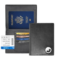 Passport Holder for Travel with AirTag Slot (Black)