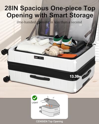 Expandable Luggage Sets (White / 20/28 Inch EXT)