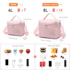 NOL Insulated Lunch Bags for Women Cooler Bag Lightweight Nylon Waterproof Lunch Box For Work (Pink / Small (4 Liters))