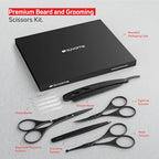 Premium Beard & Mustache Set with Beard scissors for men (4.5" Beard & Mustache Scissors / Black)