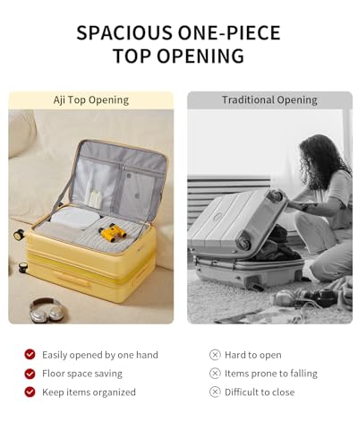 Expandable Top Opening 24 Inch Checked Luggage with Spinner Wheels (Cheese Yellow / Checked-Medium 24-Inch)