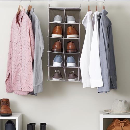 10 Pocket Hanging Shoe Organizer (Silver)