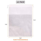12 Pack Portable Shoe Bags for Travel Large Shoes Pouch Storage Organizer Clear Window with Drawstring for Men and Women White (White)
