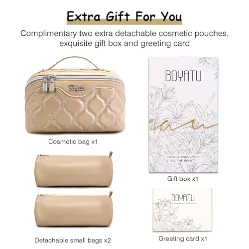 Travel Makeup Bag Cosmetic Bags for Women (H-2-Khaki)