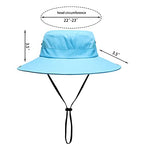Womens Summer Sun Hat Beach Hat Wide Brim Outdoor UV Protection Hat Foldable Cool Mesh Ponytail Bucket Hat (6-7 / Pure Sky Blue)