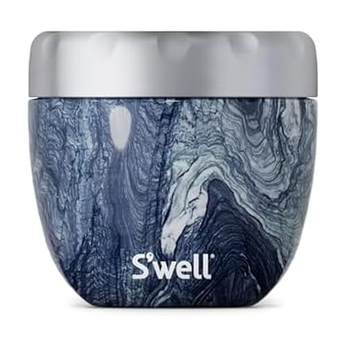 12821-H20-H64065 Stainless Steel Bowls - 21.5oz - Azurite Marble Eats - Triple-Layered Vacuum-Insulated Containers Keeps Food Cold for 11 Hours and Hot for 7 - Condensation/ Leak-Free (Azurite / 21.5 ounces)