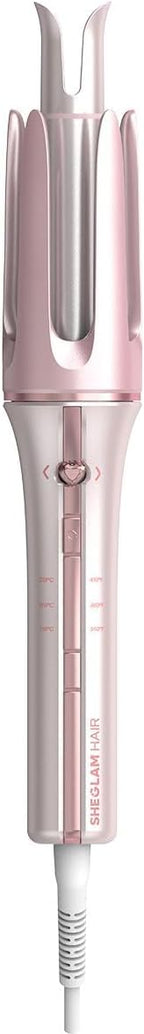 SHEGLAM Pink Curling Iron Automatic Gift for Woman (Pink, 1.25 inch) Cupid's Charm One-Touch Instant Curler