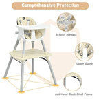 High Chair 5 in 1 Convertible Highchair for Babies & Toddlers (Beige)