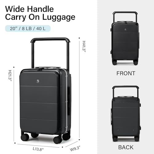 Top Opening Carry On Luggage 20 Inch Aluminum Frame Hardside Suitcase (Jet Black / 20 Inch)