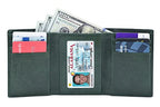 Leather Trifold Wallets For Men with ID and RFID Blocking Crafted with Buffalo Top Grain Cowhide Premium Leather (Wild Buffalo Meadow - Green)