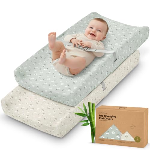 2 Pack Baby Changing Pad Cover for Girl (Daisies / Viscose derived from Bamboo)