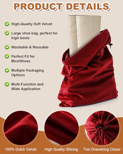 2 Pcs Shoe Bags for Travel (Rio Red / 21.2"x13.3")