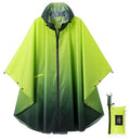 Rain Poncho Jacket Coat Hooded Zipper Style for Women (One Size / Gradient Green)