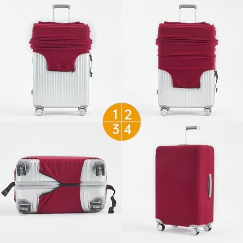 Travelkin Luggage Covers For Suitcase Tsa Approved Suitcase Cover Protector (Wine Red / L)