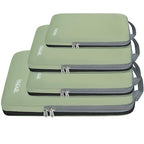 4 Set/6 Set/8 Set Compression Packing Cubes Travel Accessories Expandable Packing Organizers (Cloth Pattern, 4-Matcha Green) (4-Matcha Green / Cloth Pattern)