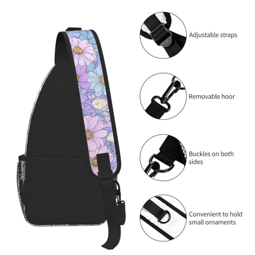 Sling Bag Daisy Flower Pastel Color Hiking Daypack Crossbody Shoulder Backpack Travel Chest Pack for Men Women (B0174)