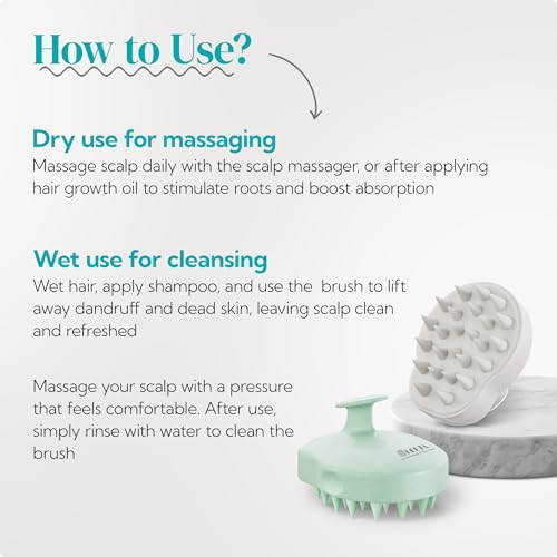 2 Pack Large Scalp Massager Scrubber Shampoo Brush for Hair Growth (New Beige & Green)