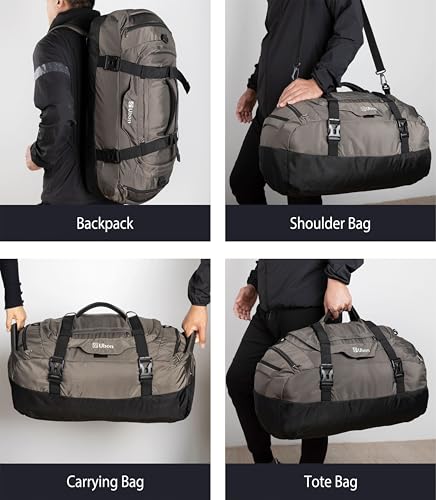 Large Duffel Backpack Sports Gym Bag with Shoe Compartment Grey 80L (80L / Grey)