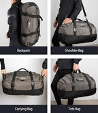 Large Duffel Backpack Sports Gym Bag with Shoe Compartment Grey 80L (80L / Grey)