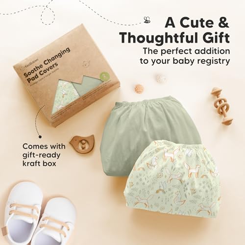2 Pack Organic Changing Pad Covers for Girl (Foxtrot / 100% Cotton)