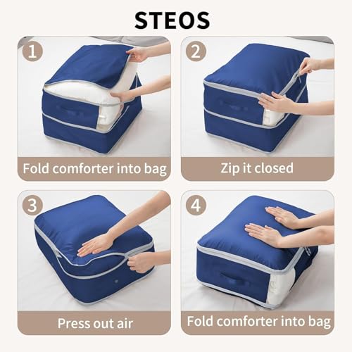 Comforter Storage Bag 66 L (Navy Blue / 66L x 4 Pack)