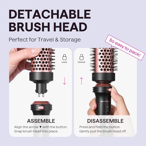 Thermal Brush 1.5" Detachable Heated Round Brush for Blowout Look (Rose Gold)
